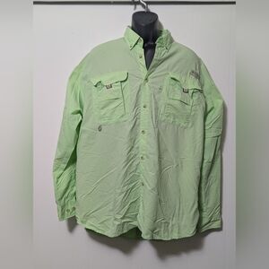Men's Columbia Light Green Long Sleeve Vented Lightweight Fishing Size Large